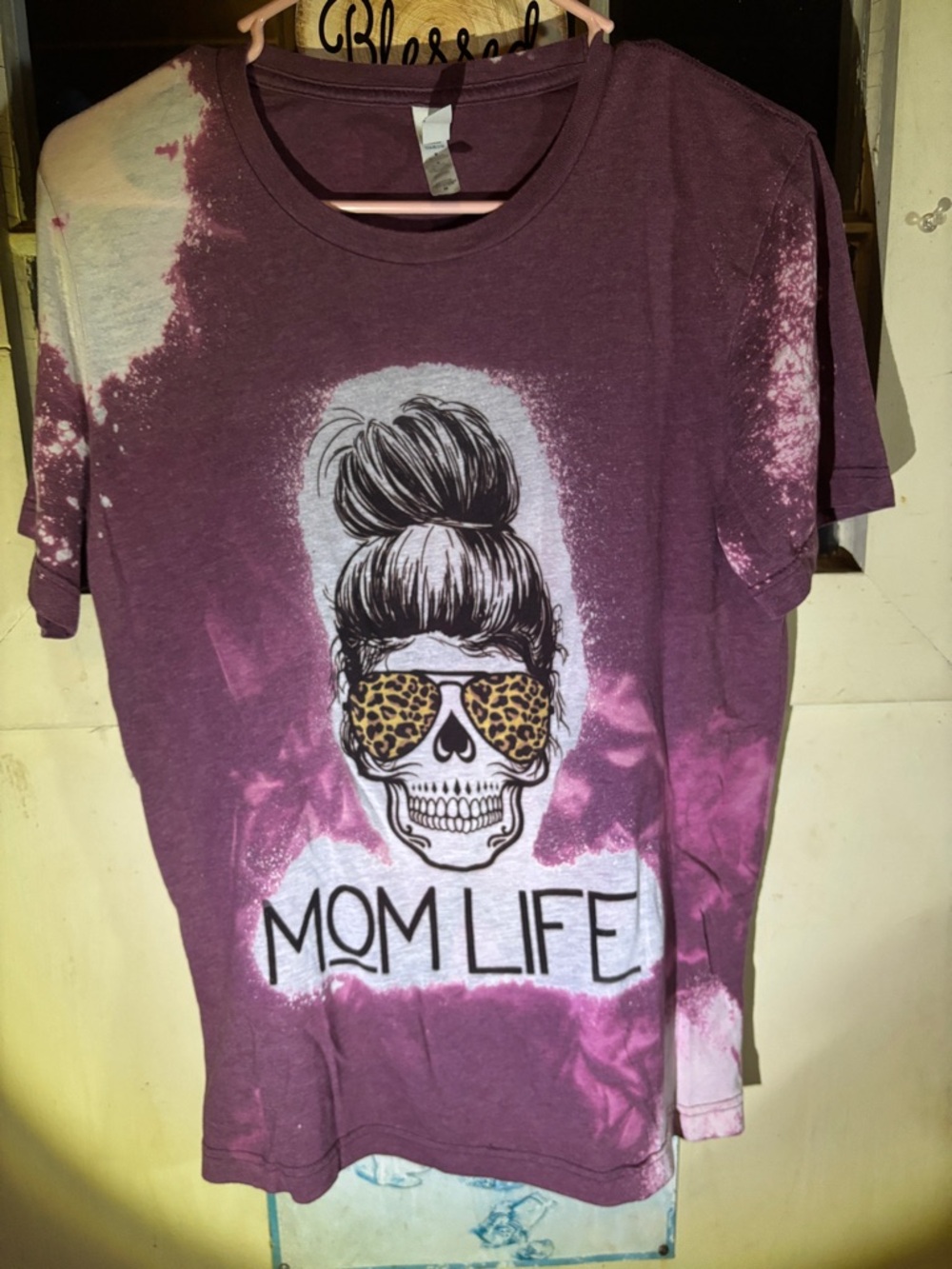 Bella Canvas Girls' Short Sleeve Tee - Maroon & Pink Tie-Dye